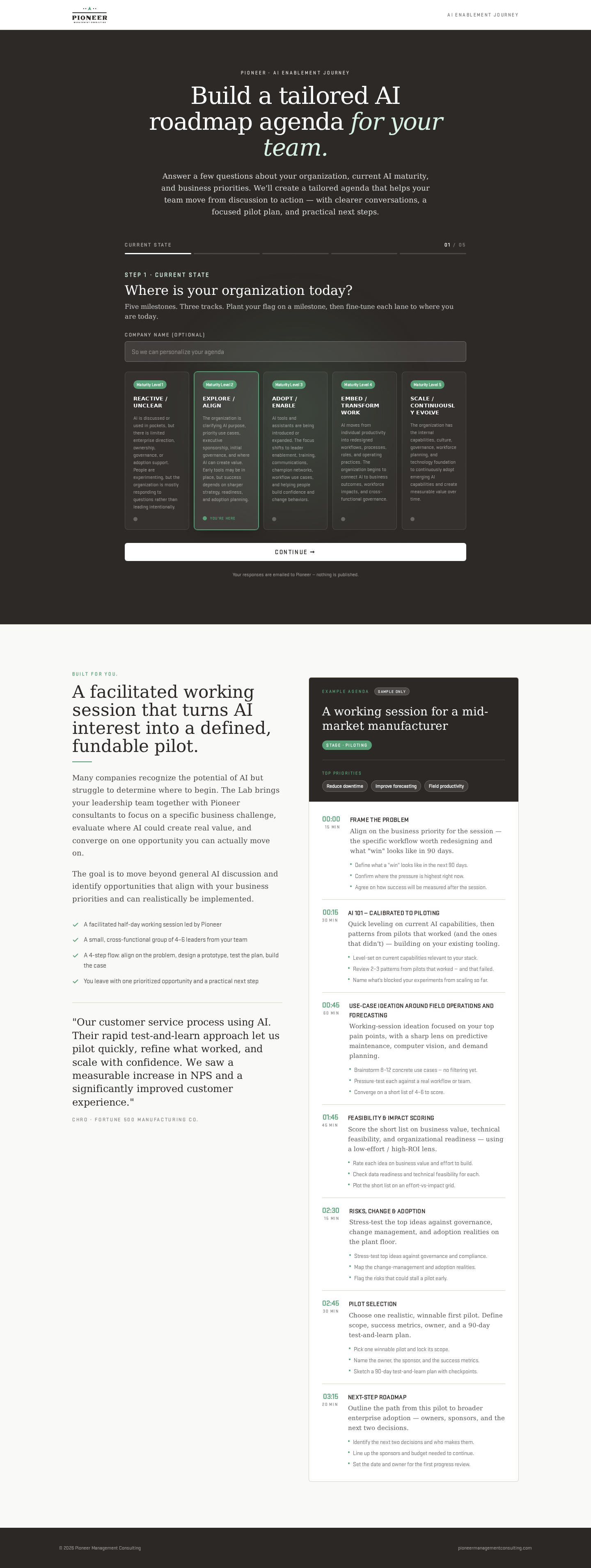 AI Transformation Agenda Builder — desktop preview