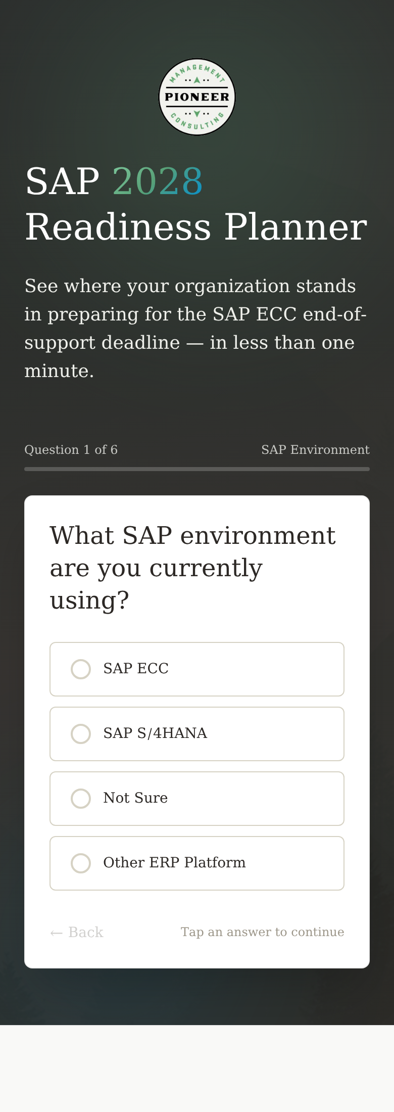 SAP Readiness Planner — mobile preview