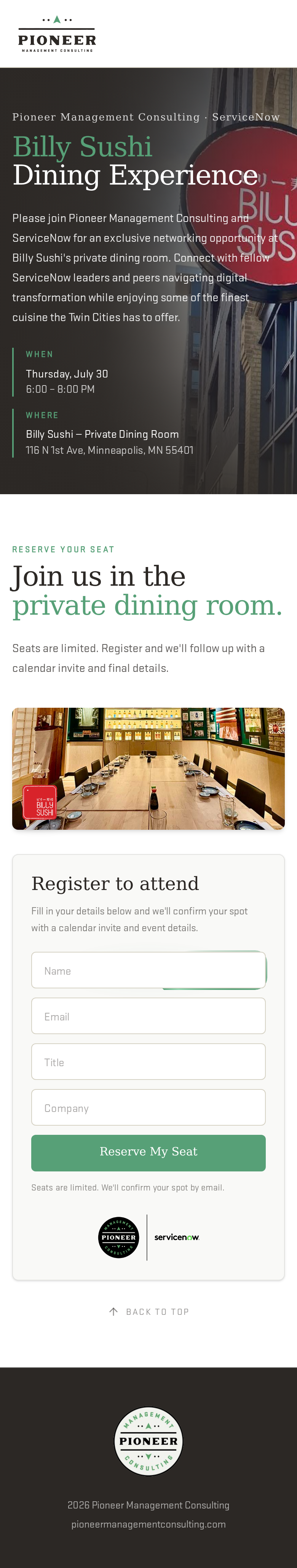Billy Sushi Dining Experience — mobile preview